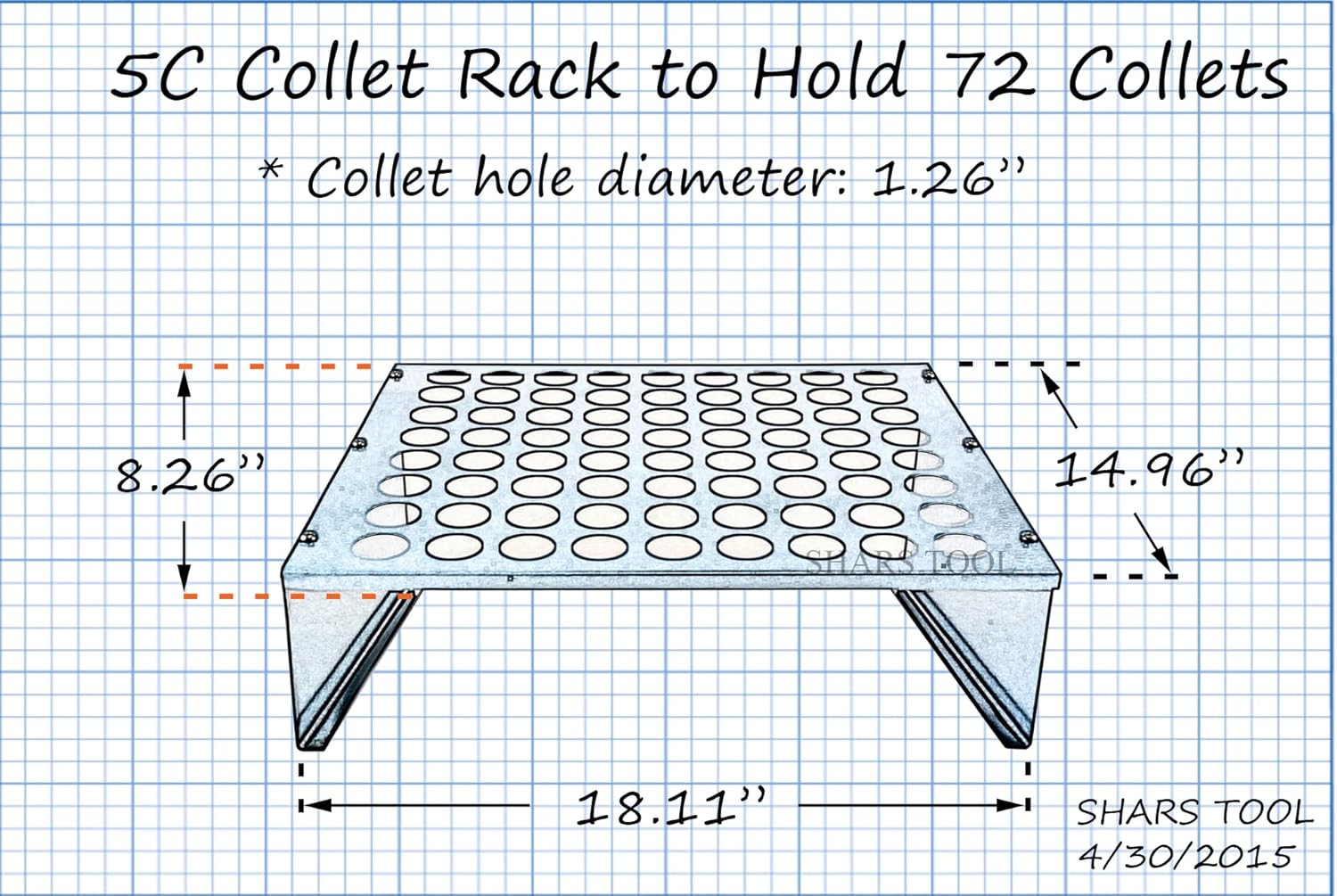 Shars 5C Collet Rack & Tool Tray with 72 holes 202-5143 R[