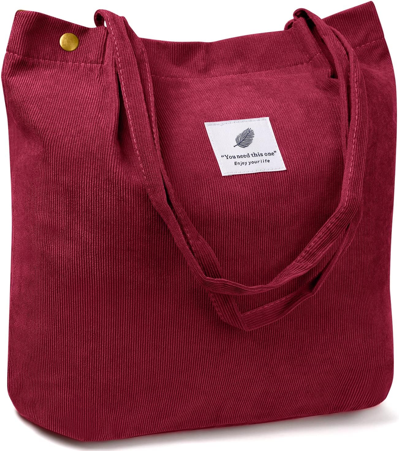 Women Tote Bags Grocery Shoulder Bag Corduroy with Inner Pocket for Work Beach Lunch Travel Shopping Shopper Handbags
