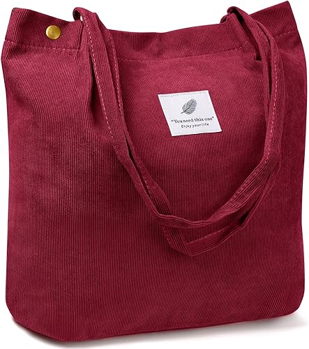 Miniatura 8 de Ndeno Bolsas de mano para mujer, bolsa de hombro de pana con bolsillo interior para trabajo, playa, almuerzo, viajes, compras, compras