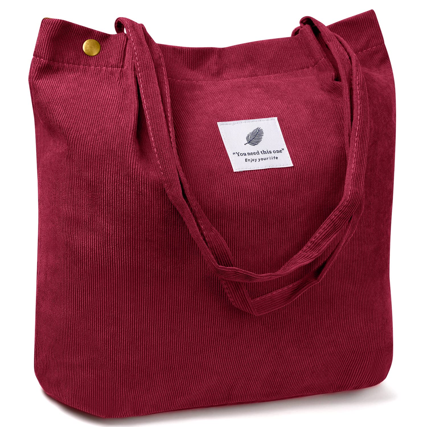 Women Tote Bags Grocery Shoulder Bag Corduroy with Inner Pocket for Work Beach Lunch Travel Shopping Shopper Handbags