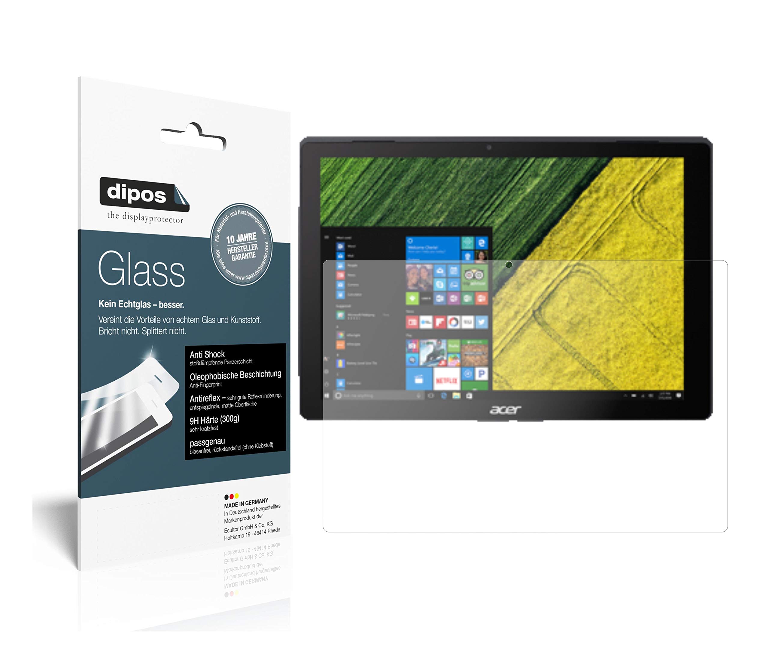Dipos Pellicola Protettiva Opaca Per Acer Switch Alpha 12: Vetro Flessibile Antigraffio 9H, Antiriflesso, 2 Pezzi