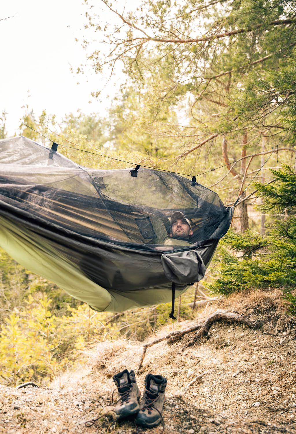 AMAZONAS - Amaca Ultra-Leggera Moskito-Traveller Thermo XXL | Amaca ultraleggera con zanzariera. Amaca con scomparto per materassino isolante | Portata fino a 200 kg; Dimensioni 3,05 m x 1,60 m