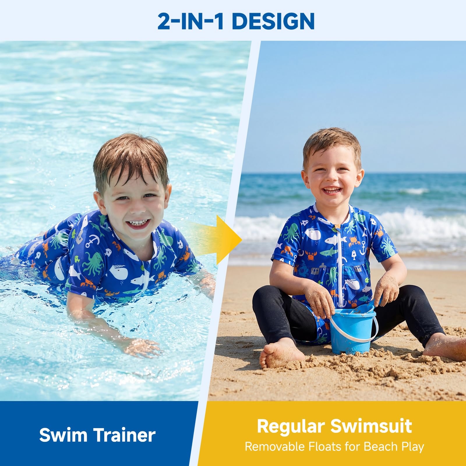Maillot de bain pour bébé fille garçon avec flottaison pour enfant - Aide à la natation - Maillot de bain une pièce