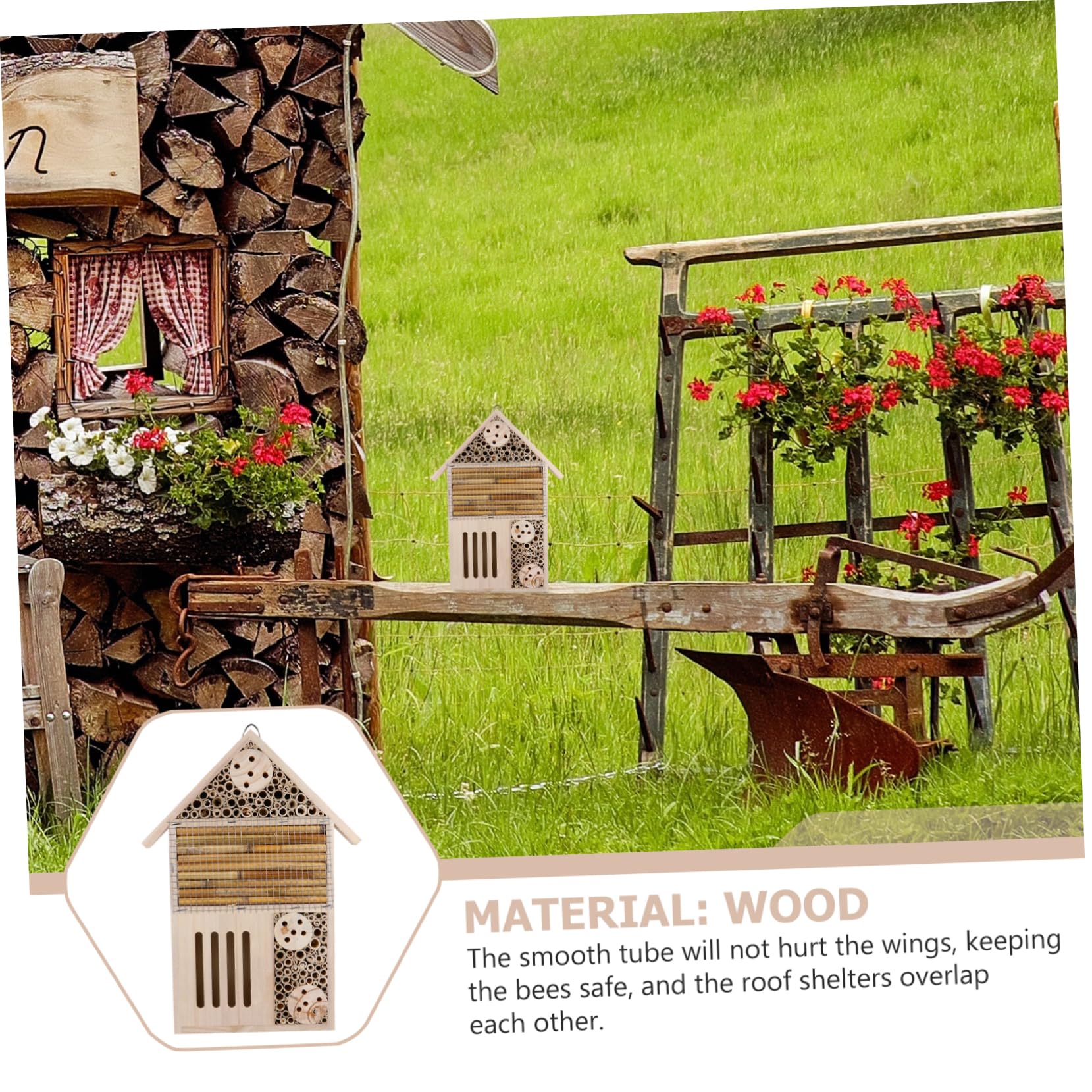 Casetta per Insetti in Legno Beige Lisci e Riparo per Nidi, Design Unico per Decorazione Giardino e Casa, per Api e Altri Insetti