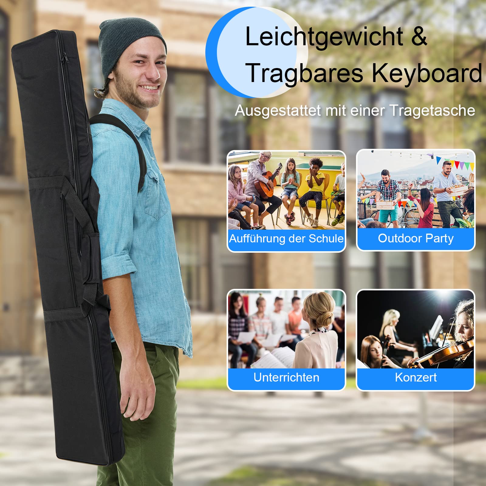 DREAMADE Digital Piano 88 Tasten, Tragbares Keyboard mit Subtain Pedal & 2 Musiknotenhaltern, E Piano für Kinder und Erwachsene