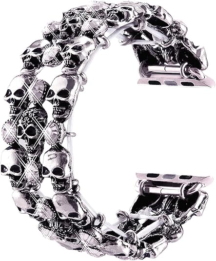 VIQIV Skull Gothic Bands for Apple Watch Women Stretchy Rhinestone 38-49mm