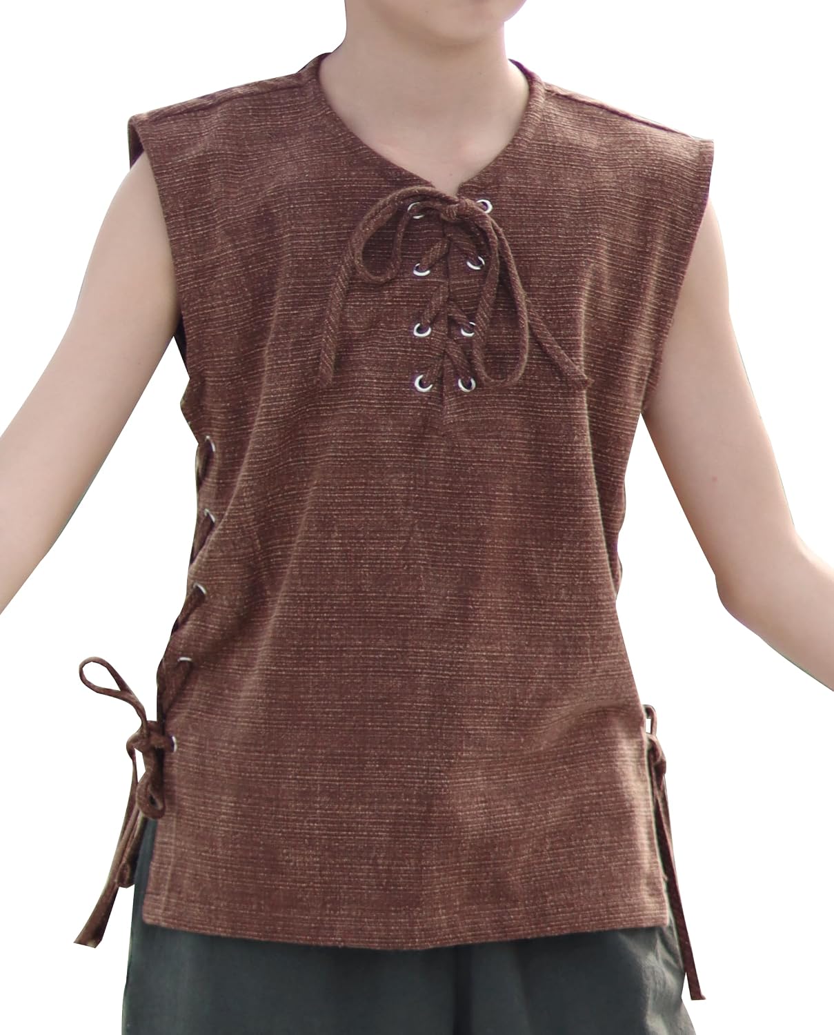 Classic Eyelet Vest Renaissance Sleeveless Open Collar Handmade Cotton