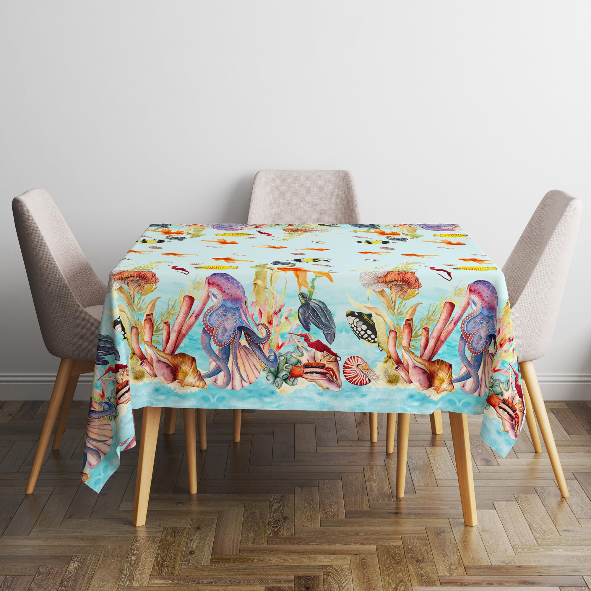 Italian Bed Linen Panama tablecloth, Stain resistant, 100% cotton, Corallo, 150x180 cm