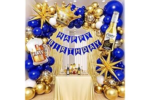 Royal Blue and Gold Birthday Party Decorations for Men