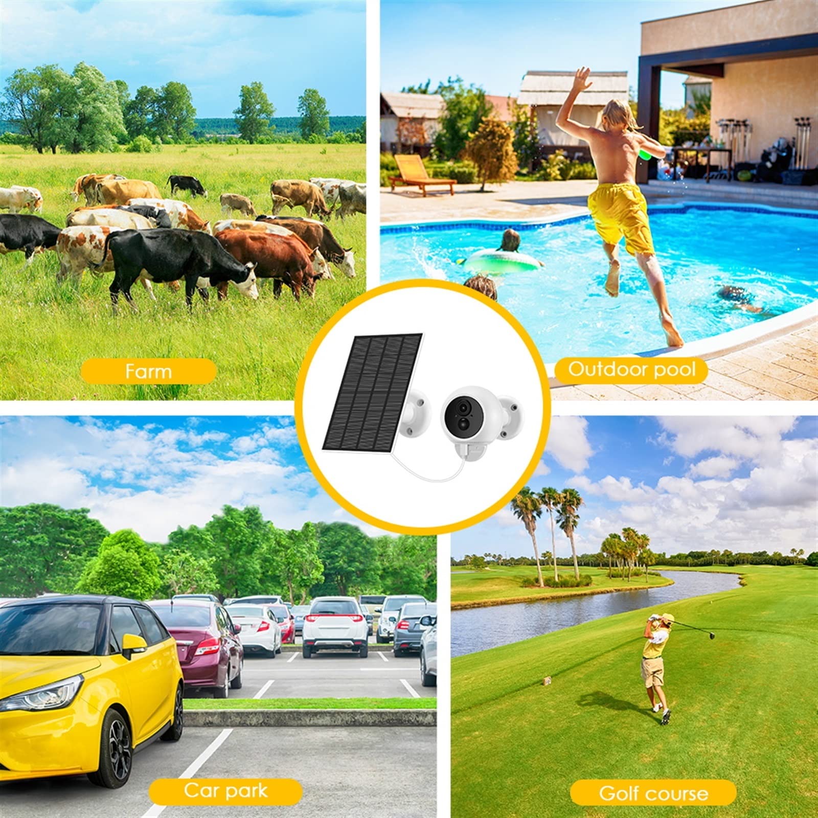 Telecamera Wifi Esterno, Pannello batteria ricaricabile for telecamera IP wireless da 3 MP Solare esterno impermeabile AI PIR Avvisi Audio bidirezionale P2P Protezione di sicurezza ,Sicurezza, Antifur