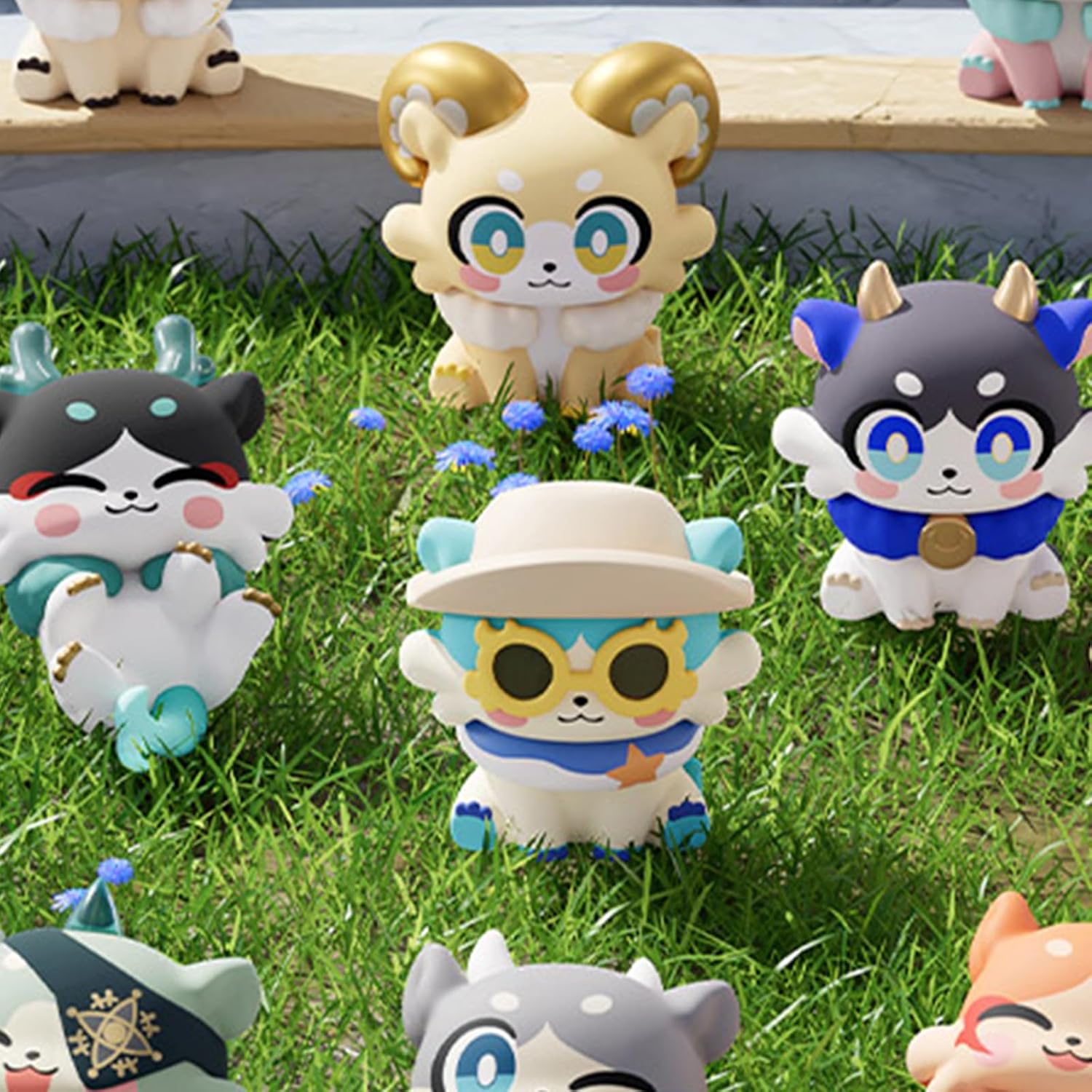 Anime Blind Bag, Cute Awoo Awoo Chimera Series Mystery Box for Honkai Star Rail, Each Mystery Bag Contains 4 Pieces, Collectable Kawaii Figure for Birthday Gifts