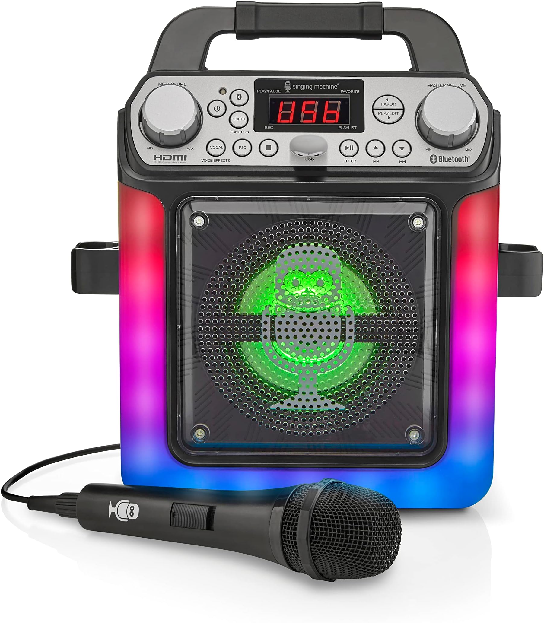 Singing Machine SML652BK HDMI Groove Mini Portable Karaoke System with Bluetooth, 1 microphone and 6 Voice Changing Effects, connects to your TV for scrolling lyrics