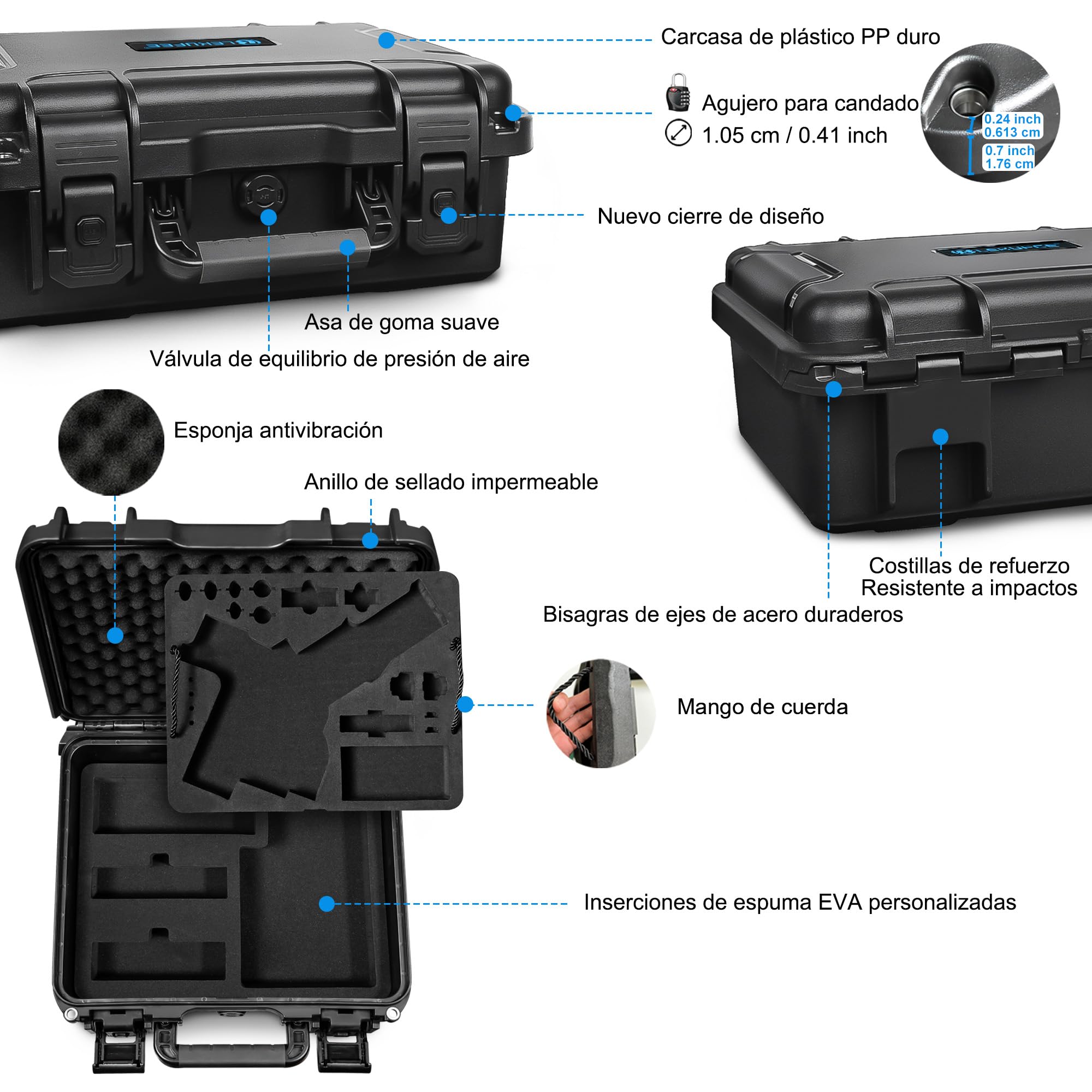 LEKUFEE Estuche Rígido Impermeable para dji RS 4 Mini, Combo, estabilizador de cardán, dji Mic 3/Mic Mini/Mic 2 y más Accesorios (Solo Estuche)