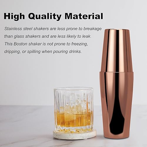 Miniatura 4 de CATCHLUCK Juego de coctelera de acero inoxidable, mezclador de bebidas Martini de acero inoxidable, latas de agitación, cobre