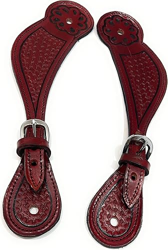 Correas de espolón rojo occidental correas de cuero con tejido de cesta