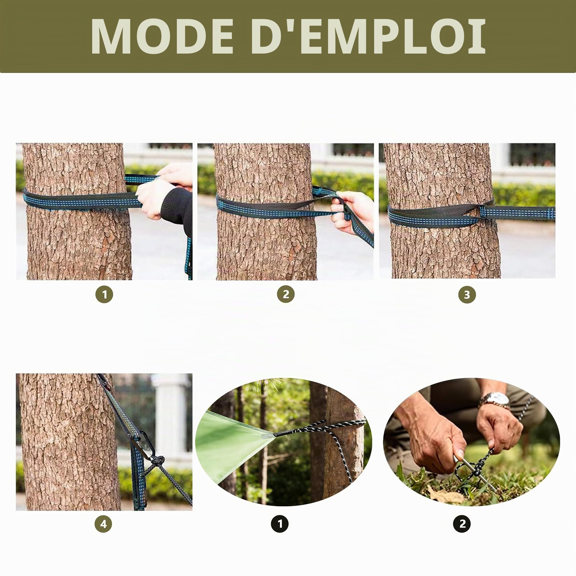 Hamac de Camping avec moustiquaire, hamac Simple et Double léger, Portable en pour 2 Personne pour Le Camping, la randonnée, la Survie, Les Voyages