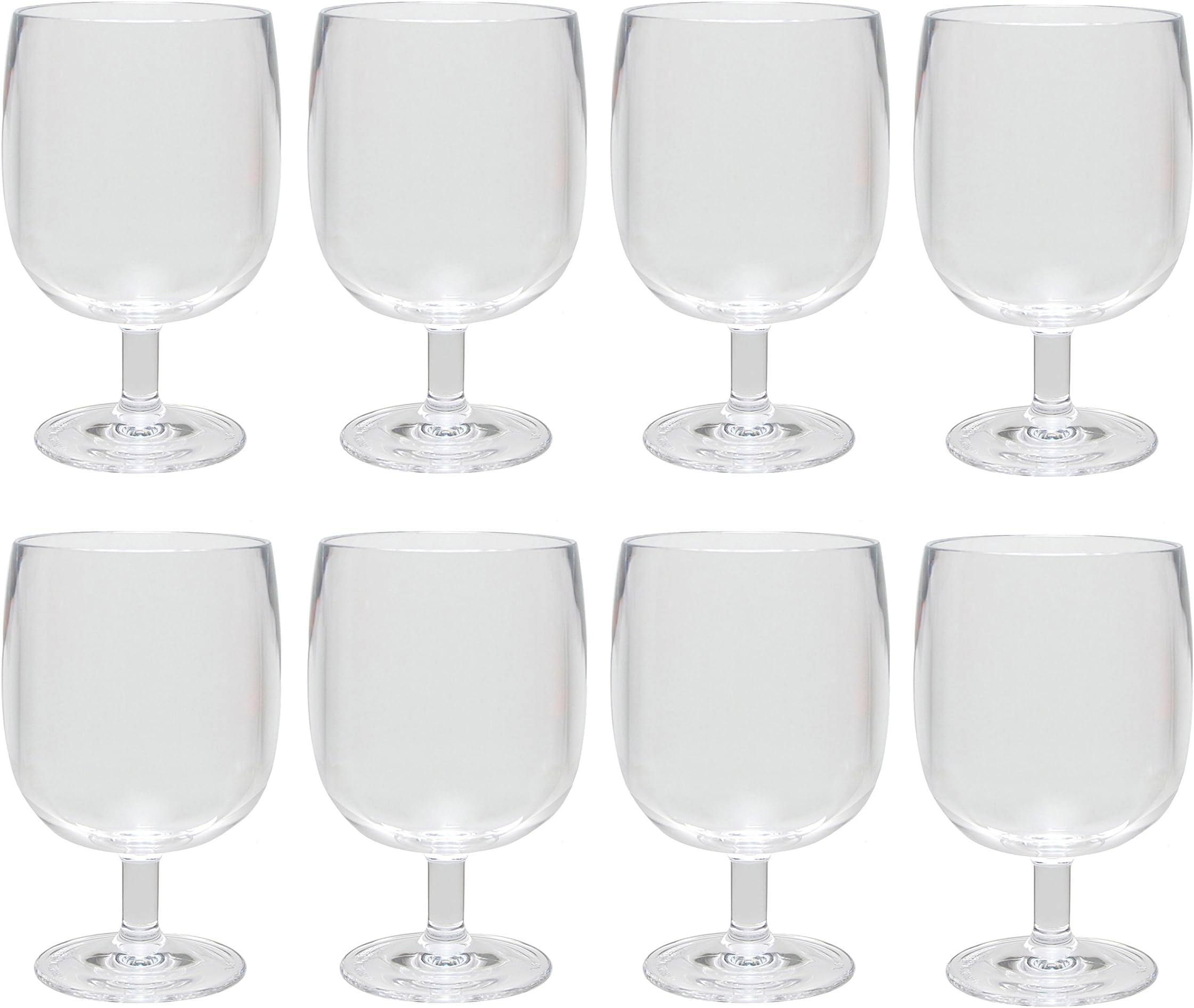 QG 12 oz Shatterproof Plastic Stackable Goblet Footed Tumbler Set of 8 Clear