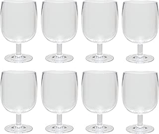 QG 12 oz Clear Acrylic Plastic Stackable Goblet Footed Tumbler Set of 8 - coolthings.us