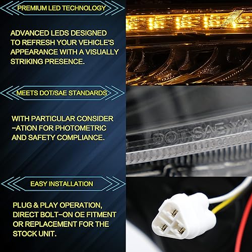 Miniatura 6 de VLAND Lámpara frontal LED para Honda Civic 2016-2021 SedanCoupeHatchbackType R con iluminación de respiración azul de arranque con señal de giro