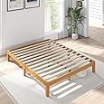 Mellow Naturalista Classic 12 Inch Solid Wood Platform Bed with Wooden Slats, Full, White Wash