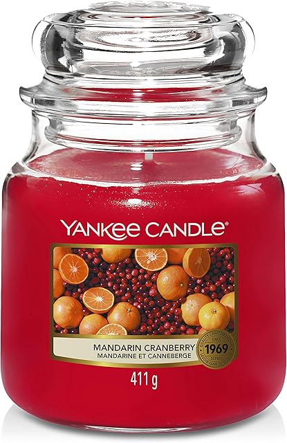 Yankee Candle świeca zapachowa w słoiku (średniej wielkości), Mandarin Cranberry, czas palenia do 75 godzin