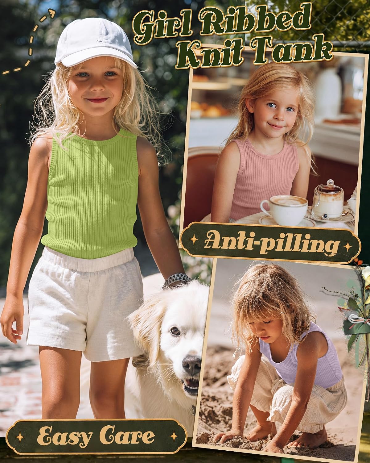 4 Pack Toddler Girls's Tank Tops