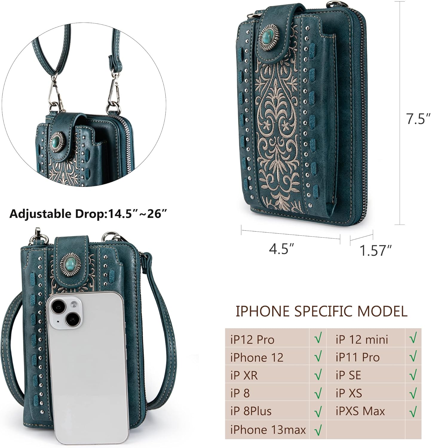 Montana West Small Crossbody Bags for Women Western Handbag with Cash Slots