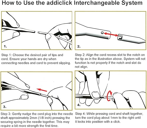 Miniatura 7 de addi Click Olive Wood - Juego de agujas de tejer circulares intercambiables de 5 pulgadas, tamaños de EE. UU. 4, 5, 6, 7, 8, 9, 10 y 11, con 3