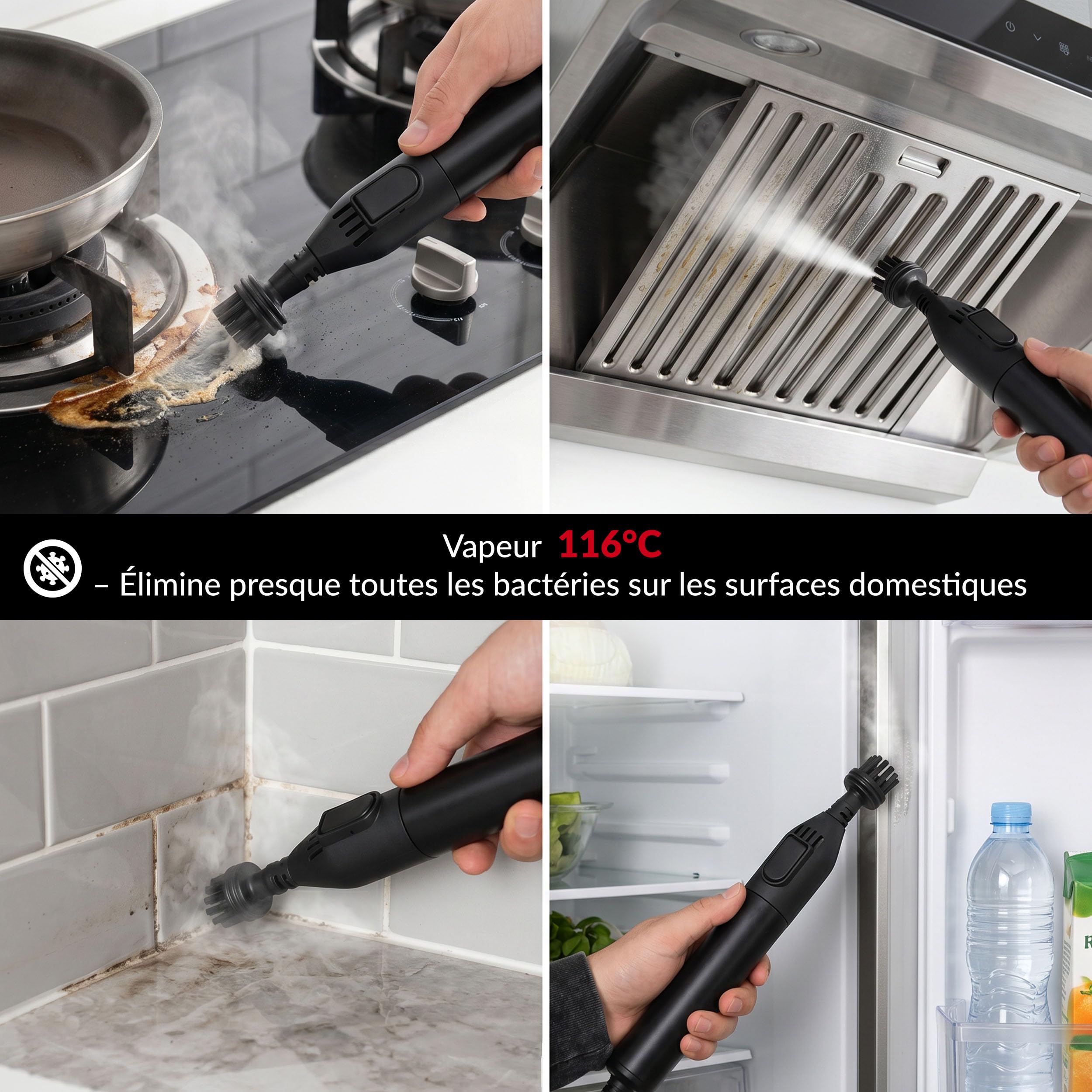 LEHMANN SteamWash 1800 - Nettoyeur Vapeur 4 en 1 & Aspirateur Injecteur Extracteur, Nettoyeur à Main Portable Canapé, Tapis, Voiture, Eau Chaude 60°C, Vapeur 116°C, 16 kPa
