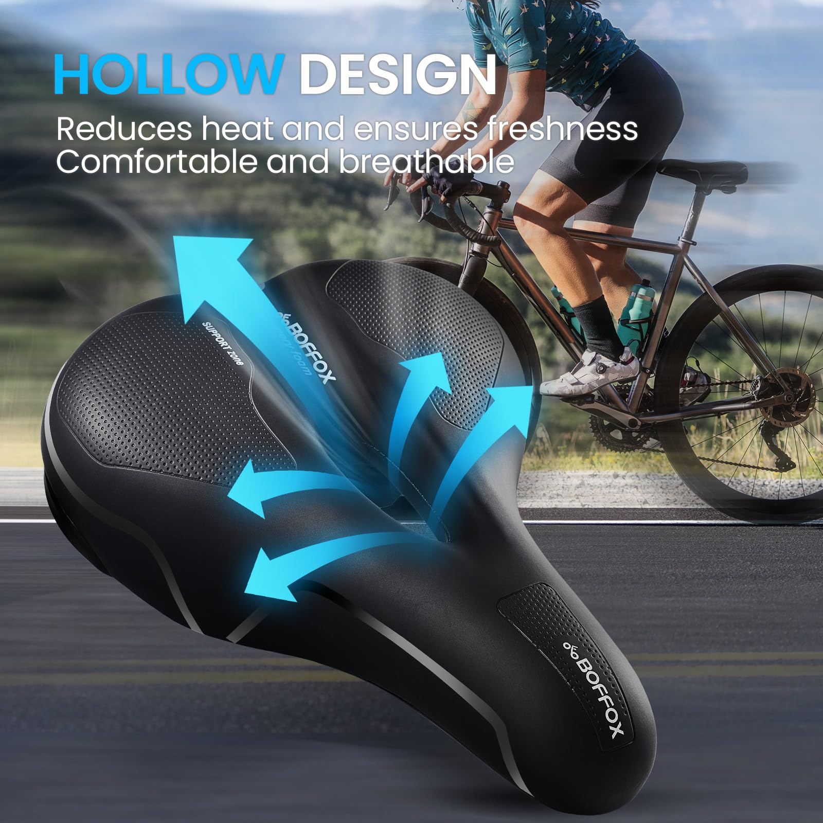 Scelle De Velo Confortable BOFFOX Selle VTT Selle Velo Gel Ultra Confortable Selle De Vélo Ergonomique Imperméable Respirante Selle Pour Homme Et Femme Vélo De Route, VTT, Ville Bike (Bleu Selle Velo Scelle De Velo Confortable BOFFOX Selle VTT Selle Velo Gel Ultra Confortable Selle De Vélo Ergonomique Imperméable Respirante Selle Pour Homme Et Femme Vélo De Route, VTT, Ville Bike (Bleu Selle Velo