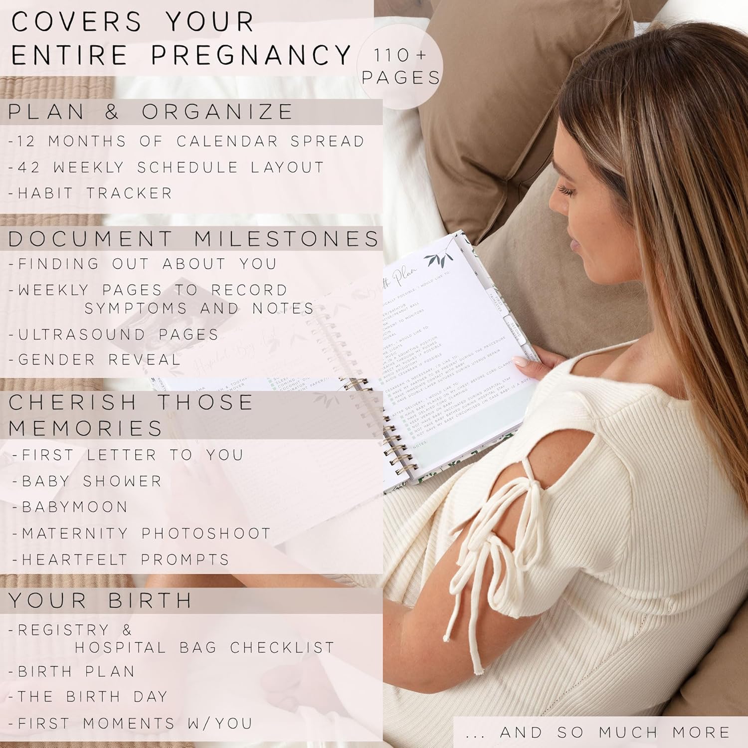 Pregnancy Journal for First Time Moms | Weekly Pregnancy Tracker & Baby Book | 200-Page Maternity Journal | Pregnancy Must Haves Keepsake Gift | Premium Hardcover Pregnancy Book for Expecting Moms - Image 3