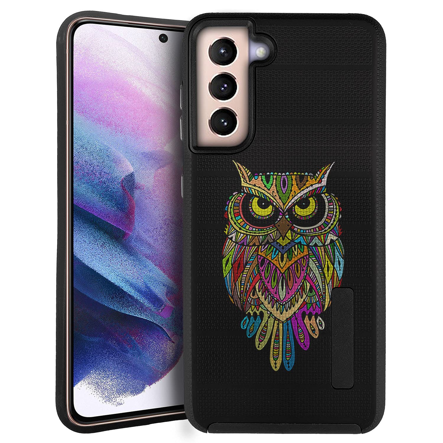 CasesOnDeck Heavy Duty Case Compatible with Samsung Galaxy S21 / S21 5G [Grip Tactical] Dual Layer Grip Design Case with Rubberized Exterior (Colorful