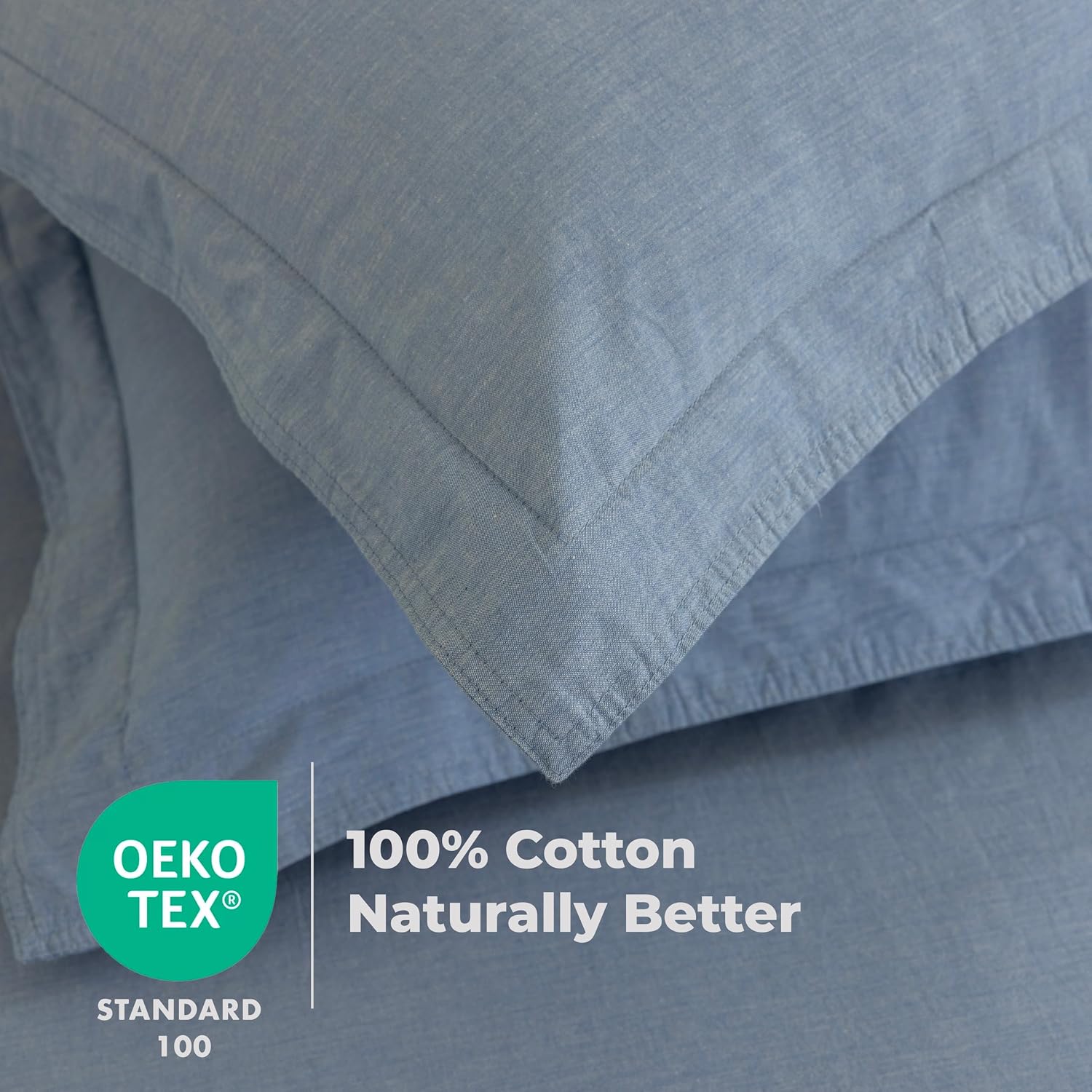 Dreamology Cotton Duvet Cover, Queen Size, 100% Cotton Duvet Cover Set, Soft & Breathable, Button Closure, Bedding Set with 2 Pillow Shams, 3 Pieces, (Light Blue, Queen)