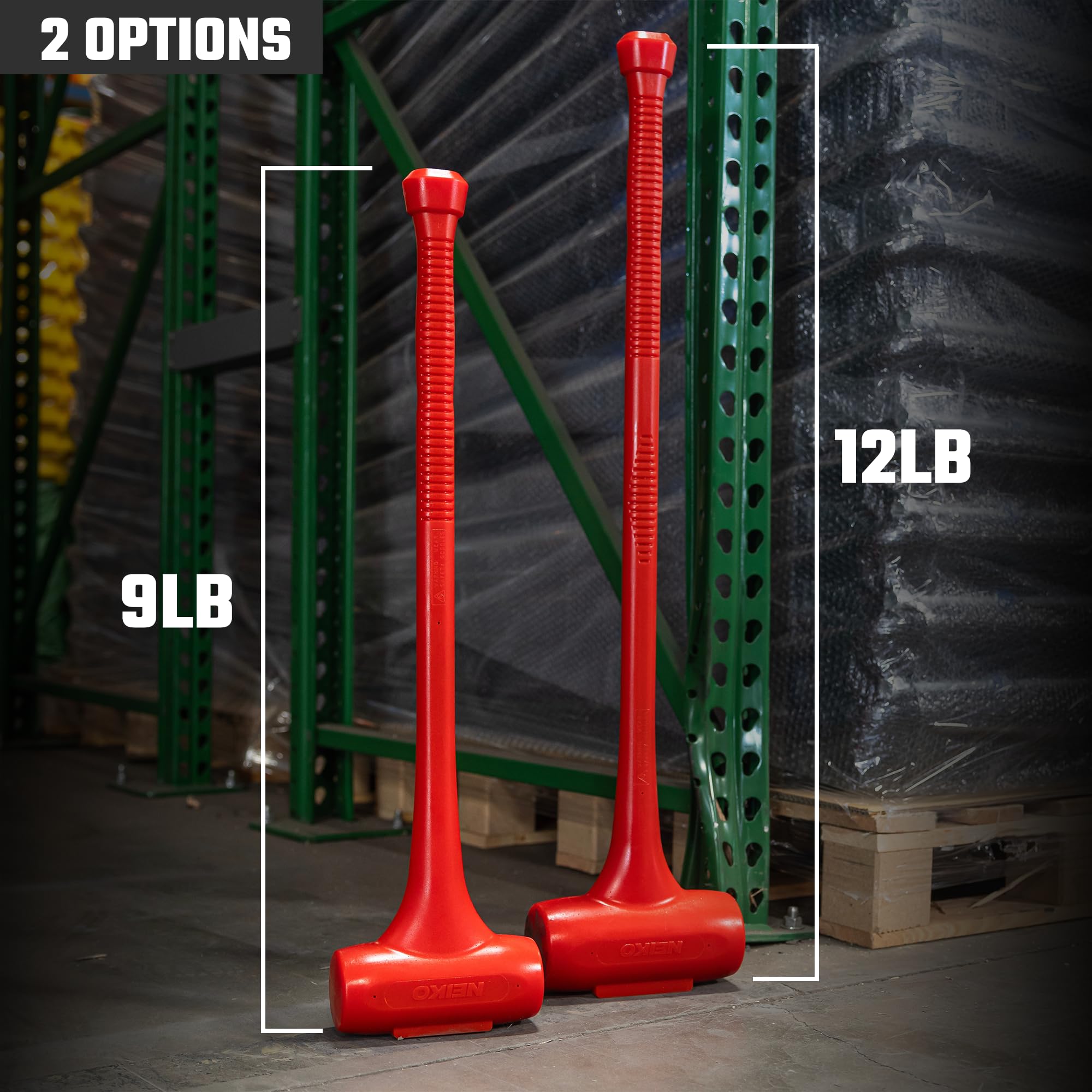 Neiko Pro Heavy-duty 9 Libra de martillos de goma, longitud de 30 pulgadas