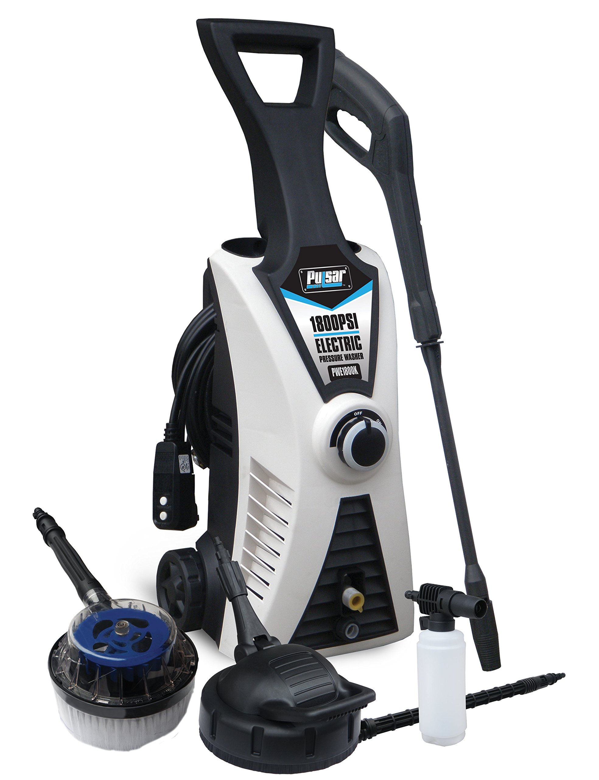 Pulsar PWE1800K Electric Pressure Washer with Two Brushes, 1800 PSI