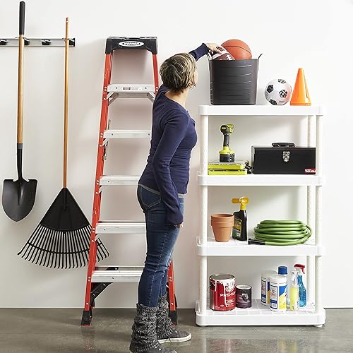 Miniatura 2 de Gracious Living Estantería de servicio mediano ventilada ajustable de 4 estantes de 14 x 32 x 54.5 pulgadas, sistema organizador para el hogar,