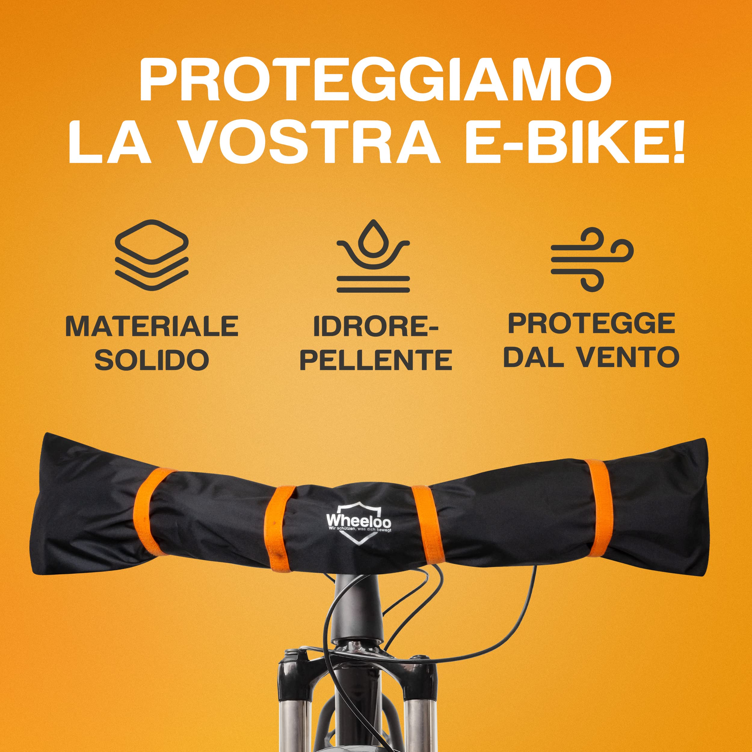 WHEELOO Coperchio di protezione del manubrio Protezione per il trasporto di Ebike I Impermeabile e robusto I Coperchio per bicicletta per il portapacchi posteriore