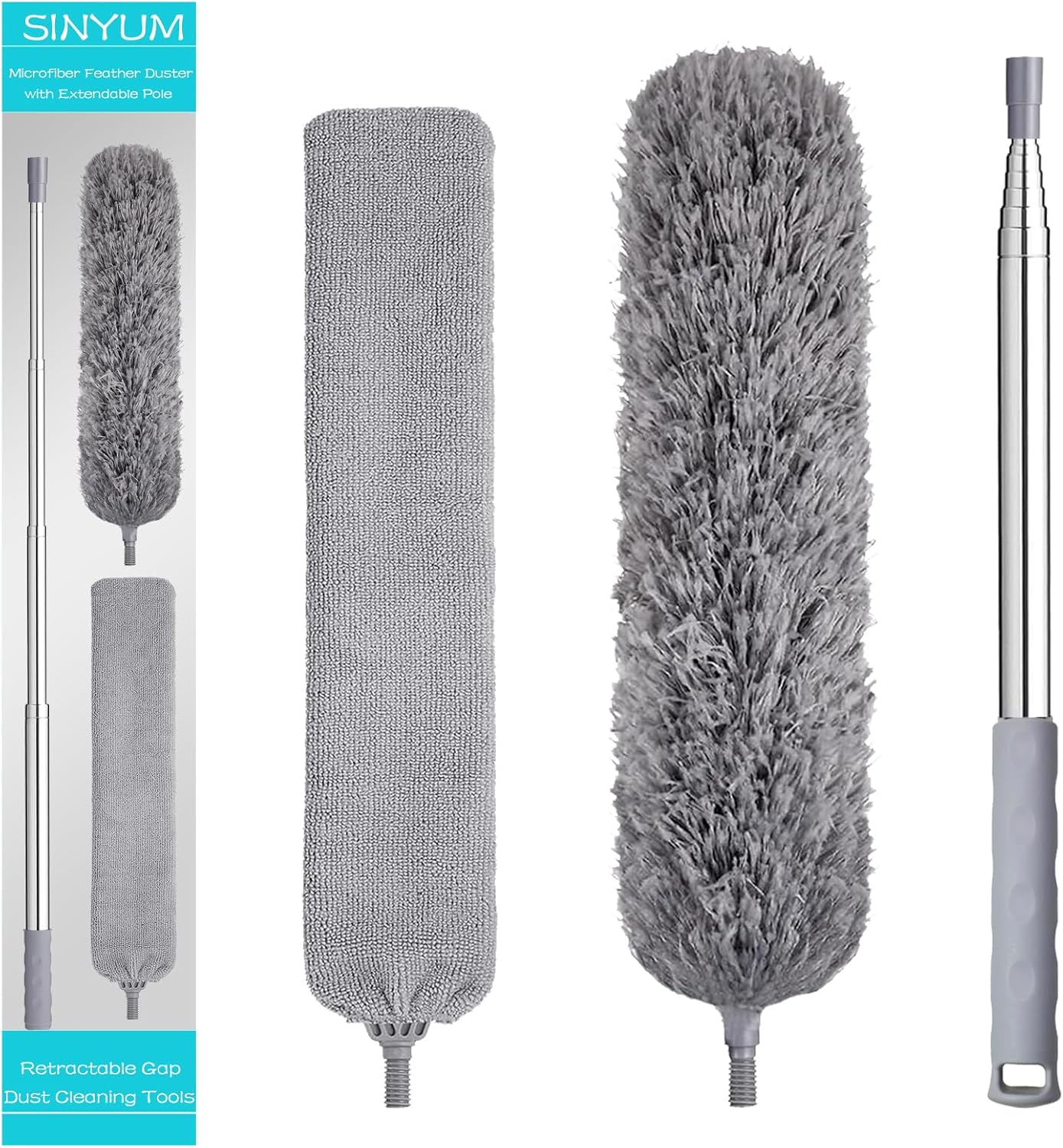 100 Inch Retractable Gap Dust Cleaner Cleaning Tools & Microfiber Feather