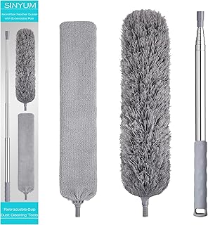100 Inch Retractable Gap Dust Cleaner Cleaning Tools & Microfiber Feather Duster Washable and Retractable Duster Brush for Cleaning Under Appliances Furniture Ceiling Fan Dust and Cobweb Cleaner