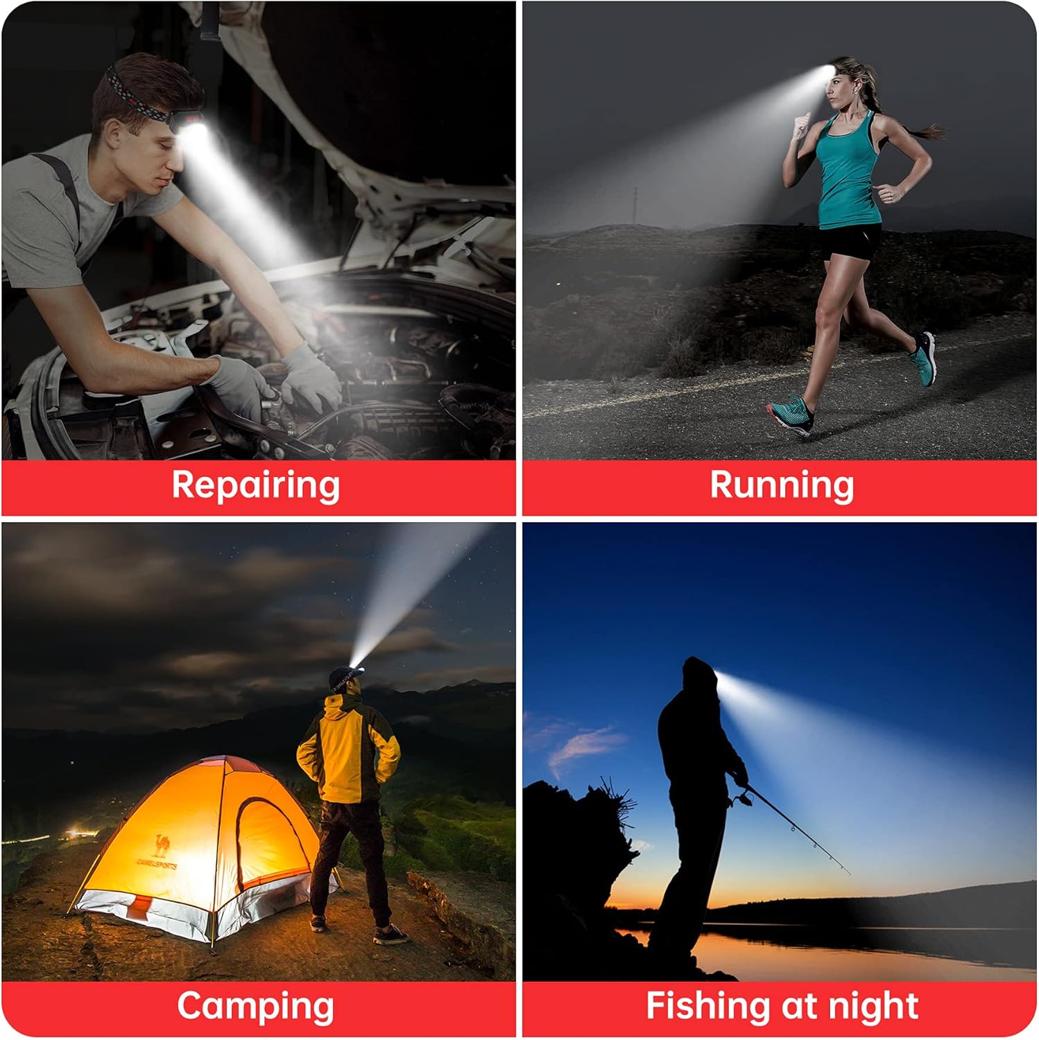 Headlamp Rechargeable,Yonii 2-Pack Waterproof Flashlight Motion Sensor Control Head lamp, 1000 Lumen Bright 20 Hours Runtime USB Headlight for Running, Camping, Hiking and More : Tools & Home Improvement
