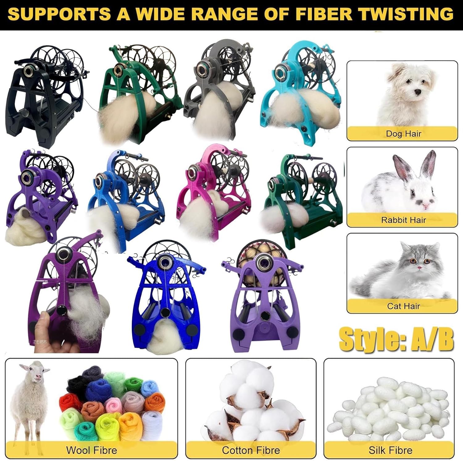 Electric Wool Spinner & Yarn Winder Upgraded, 12V Portable Spinning Wheel with 0-800 RPM Adjustable Speed, for 4oz/8oz Fiber, Perfect for Spinning, Weaving & Crafting Reda