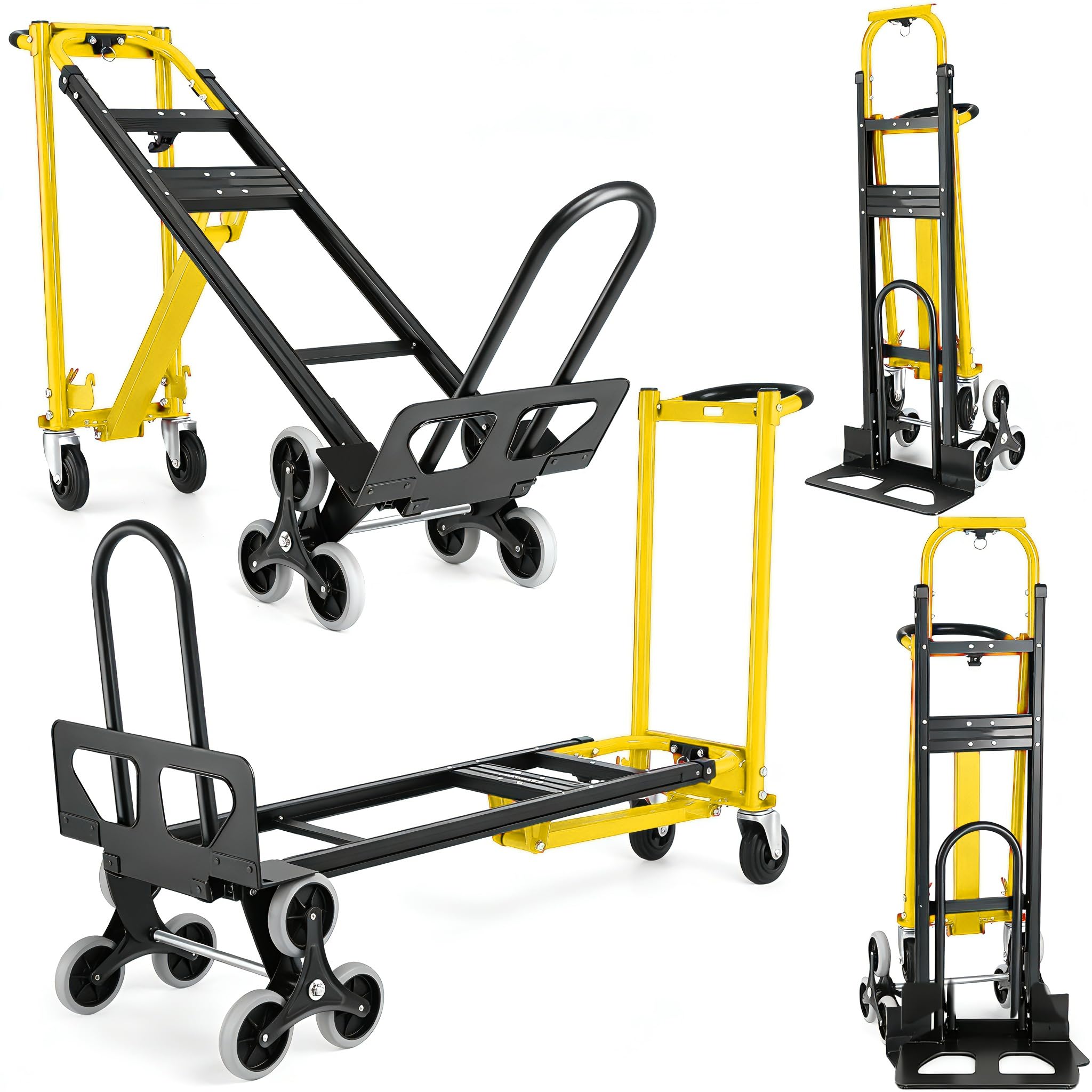 Heavy Duty 1000lbs Hand Truck, 4-in-1 Convertible Stair Climbing Dolly