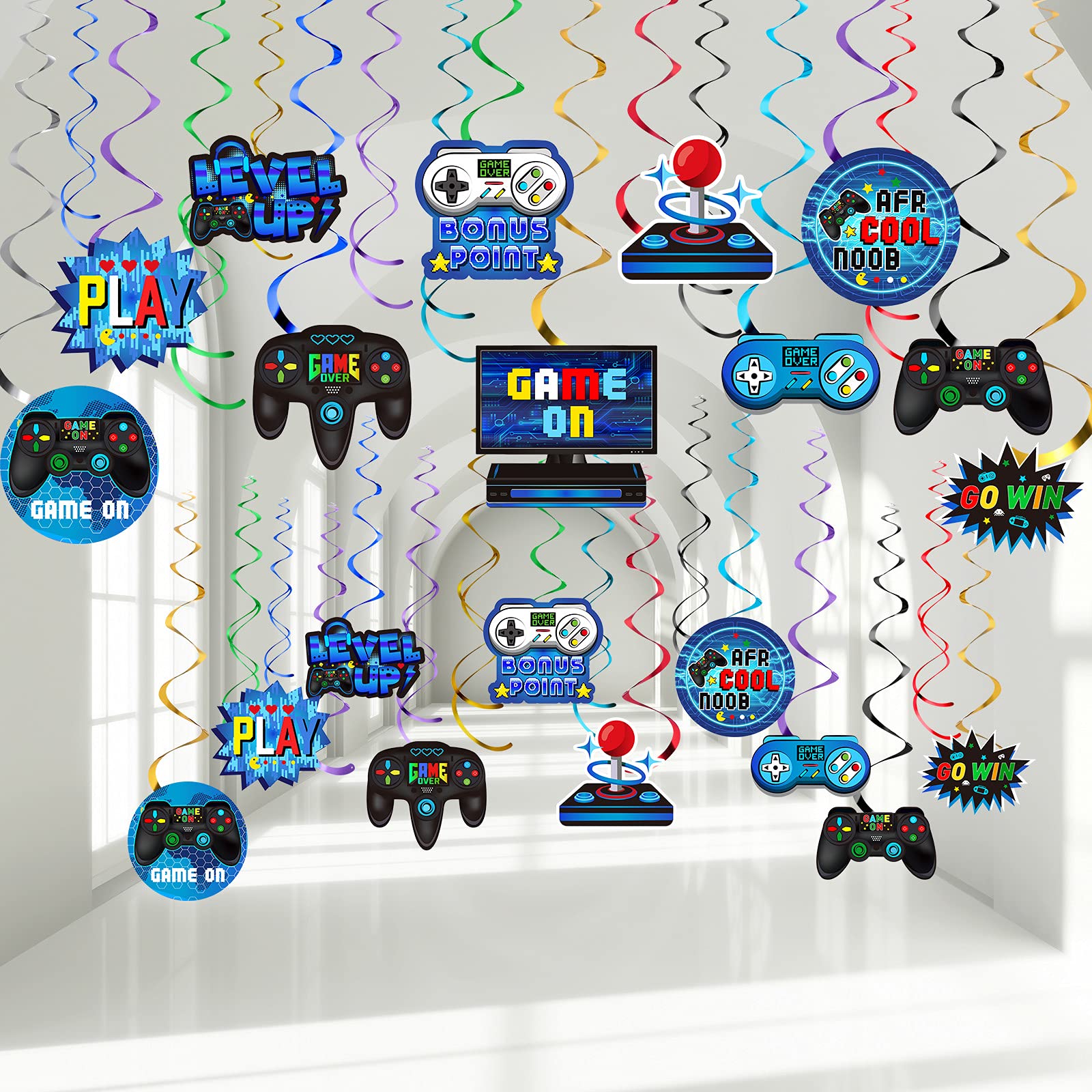 Buy 30 Pieces Video Game Hanging Swirl Decorations Supplies, Game Controllers Sign Game on Theme