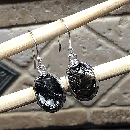 Miniatura 2 de Natural Shungite 925 Solid Sterling Silver Earrings 25mm
