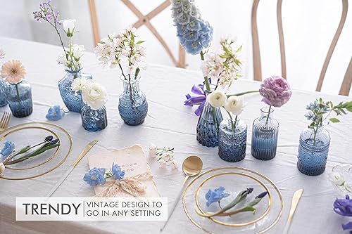 Miniatura 2 de Juego de 30 jarrones de cristal azul para flores, jarrones pequeños para flores, jarrones de cristal a granel, bonitos jarrones de vidrio para