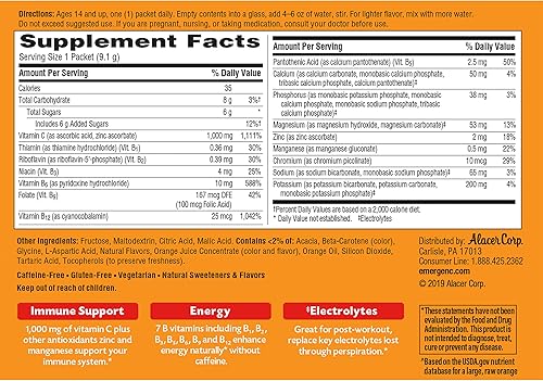 Vista 34 de Mezcla para suplemento dietético bebible Emergen-C, con 0,035 oz de vitamina C, sin cafeína, 30 paquetes de 0.30 oz cada uno, sabor açaí, 036517, 1