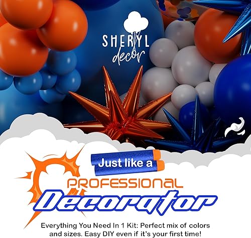 Vista 8 de ALL-IN-1 Blue and Orange White Balloons Arch Kit & Garland – Small and Large White Oranges & Blues Balloons – Orange and Blue Party Decorations &