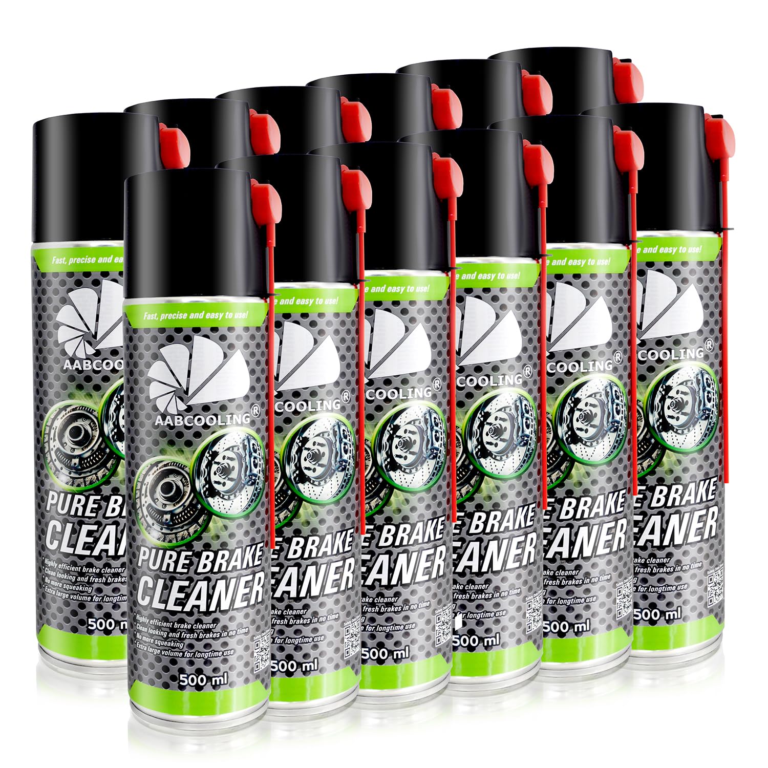 AABCOOLING 12x Pulitore Freni & Motore Spray 500 ml Detergente Vano Motore in Aerosol, Scioglie olio grasso morchie, Pulizia di cambio, frizione e valvola EGR, Detailing, Pre‑assemblaggio Motori Parti