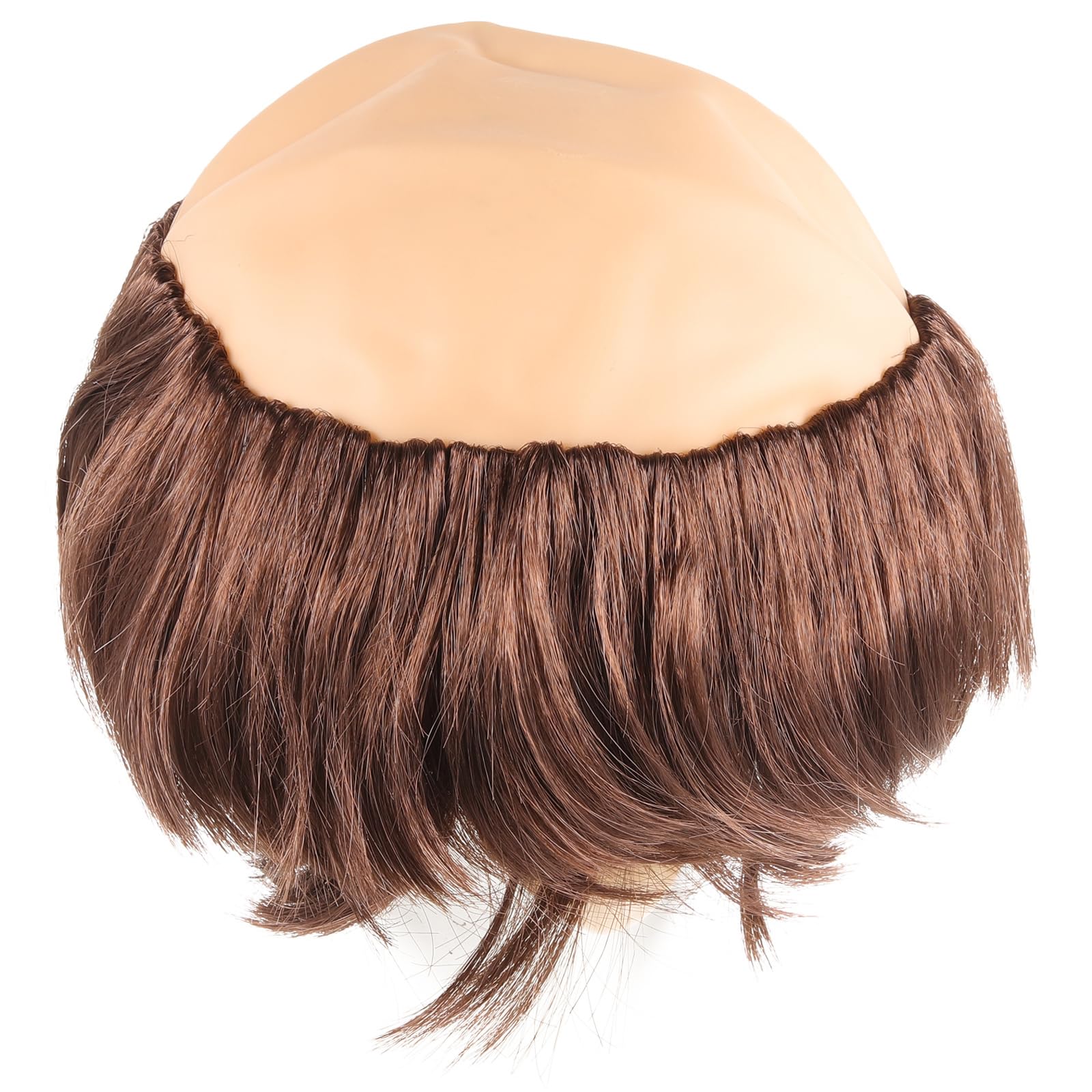 Friar Tuck Monk Wig with Bald Cap - Classic Medieval Tonsure Style Hair for Adults, Brown, 30x30cm