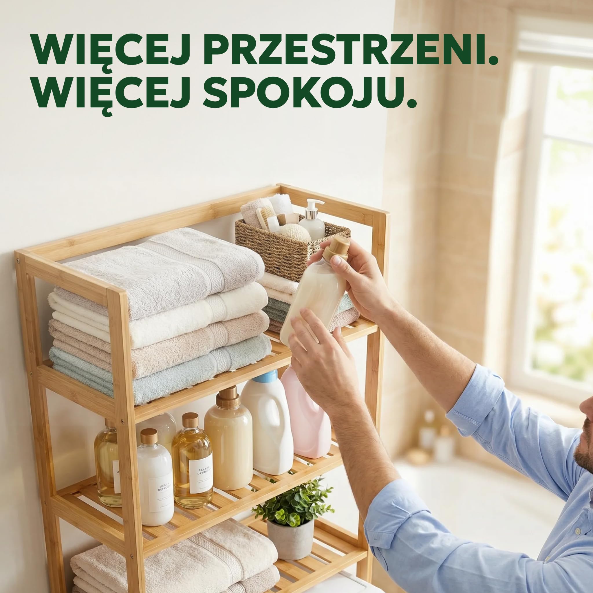Regał na Pralkę Bambus - Półka Toaletowa - 3 Półki Drewno | MY FAT GORILLA – Regał na Pralkę Bambus 3 Półki – Drewno Organizer 66x26x170 cm Toaletowy